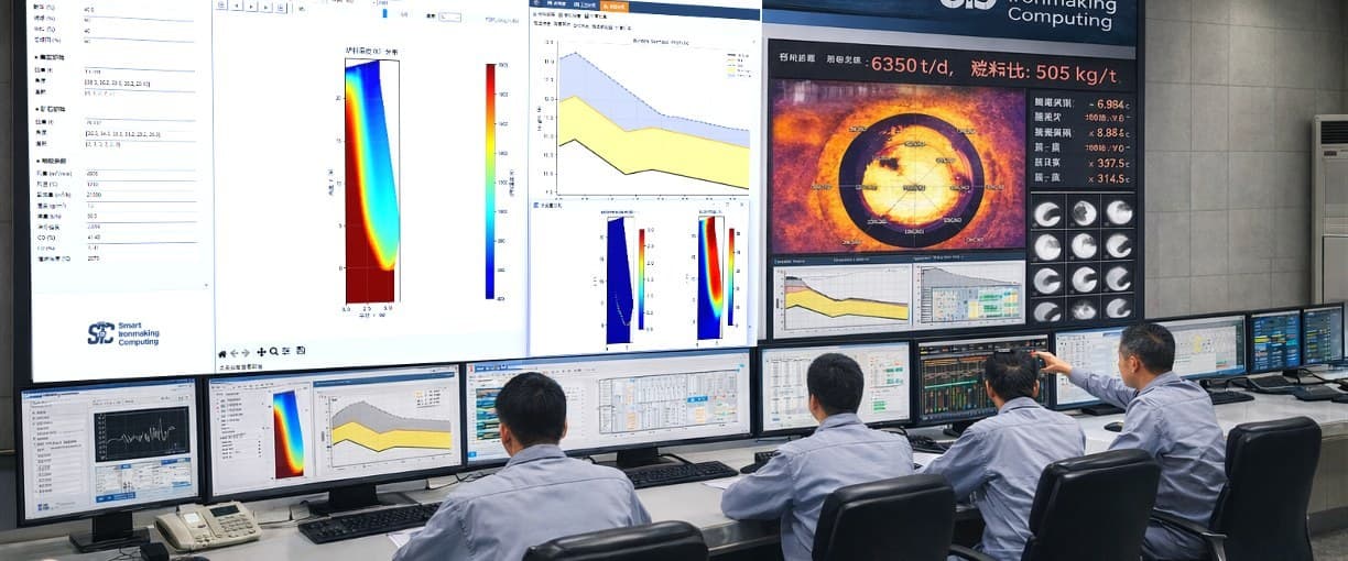 Blast furnace control room showing in-furnace predictions